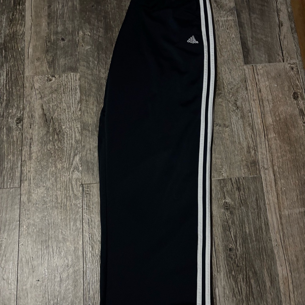 Adidas Navy Blue and White Wide Leg Sweatpants